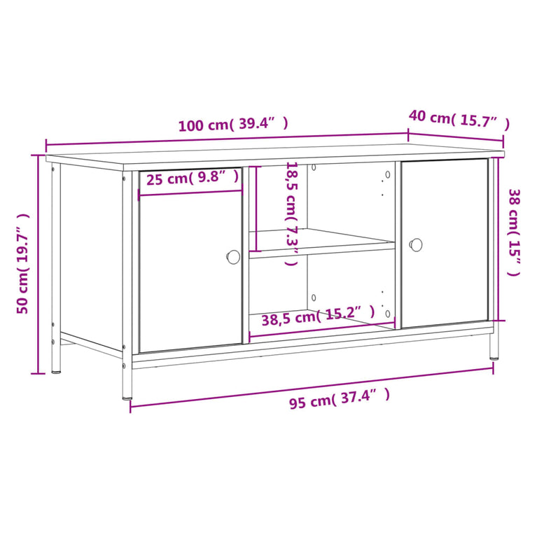 Tv-meubel 100x40x50 cm bewerkt hout grijs sonoma eikenkleurig MeubelReus