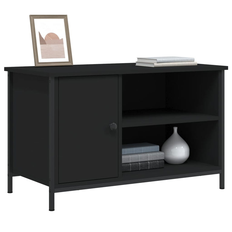 Tv-meubel 80x40x50 cm bewerkt hout zwart MeubelReus