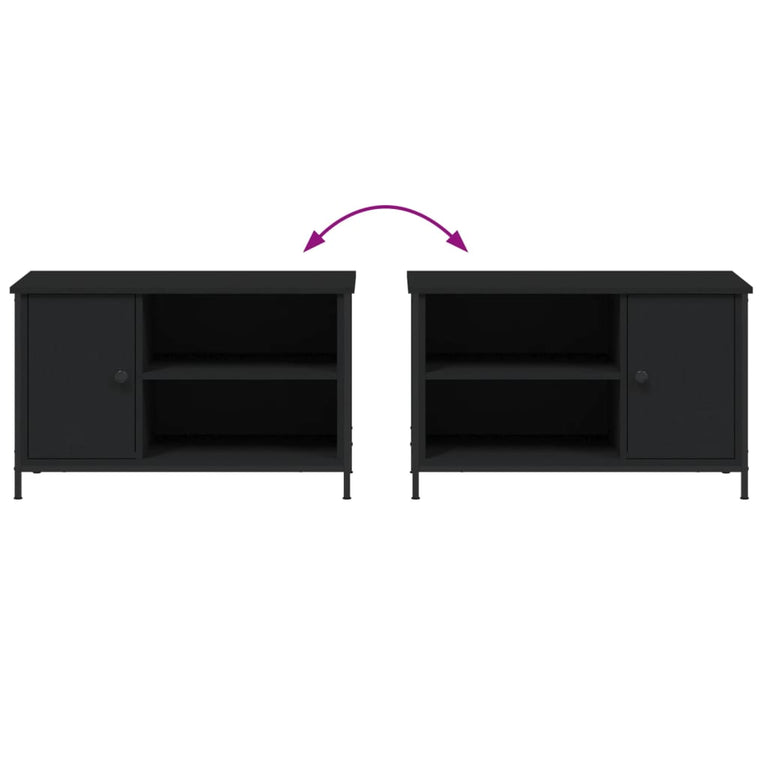 Tv-meubel 80x40x50 cm bewerkt hout zwart MeubelReus