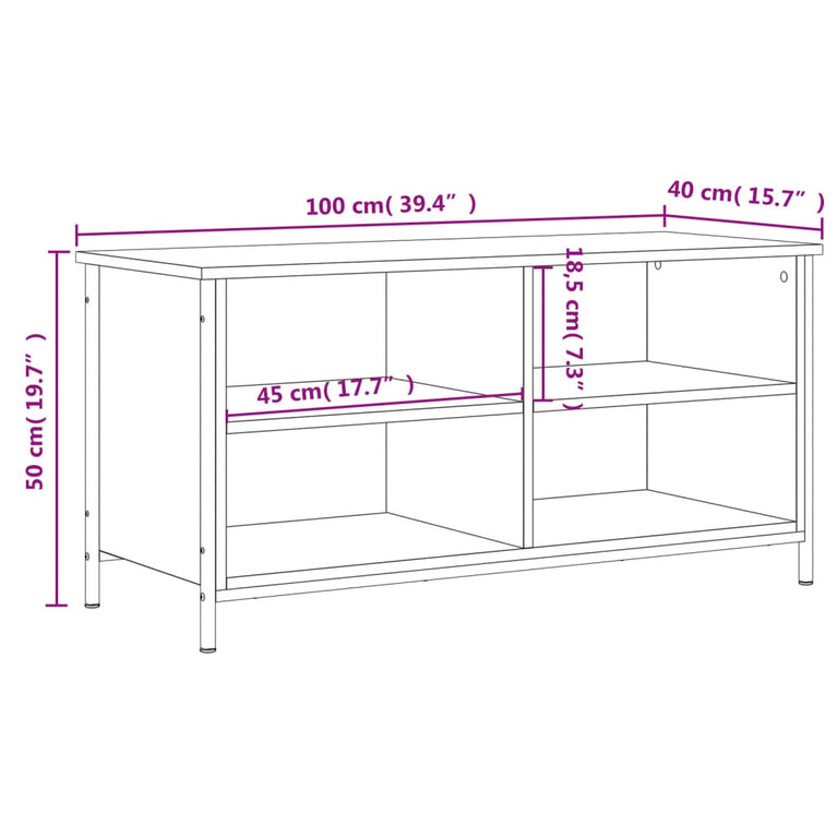 Tv-meubel 100x40x50 cm bewerkt hout gerookt eikenkleurig MeubelReus
