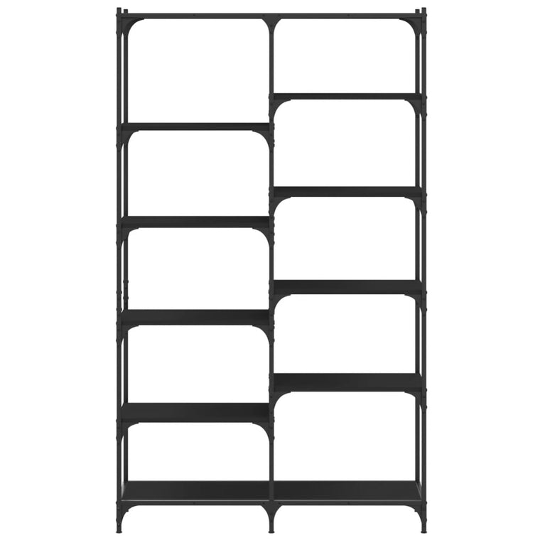 Boekenrek 100x32x170 cm bewerkt hout en ijzer zwart MeubelReus