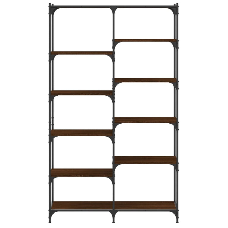 Boekenrek 100x32x170 cm bewerkt hout en ijzer bruin eikenkleur MeubelReus