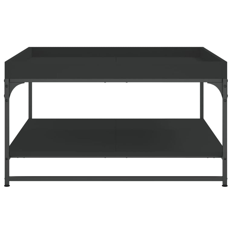 Salontafel 80x80x45 cm bewerkt hout en ijzer zwart MeubelReus