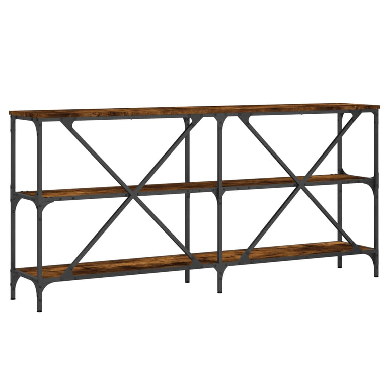 Wandtafel 160x30x75 cm bewerkt hout en ijzer gerookt eikenkleur MeubelReus