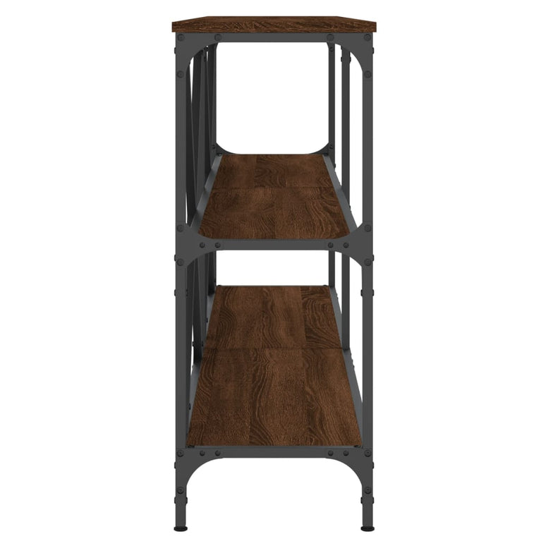 Wandtafel 160x30x75 cm bewerkt hout en ijzer bruin eikenkleur MeubelReus