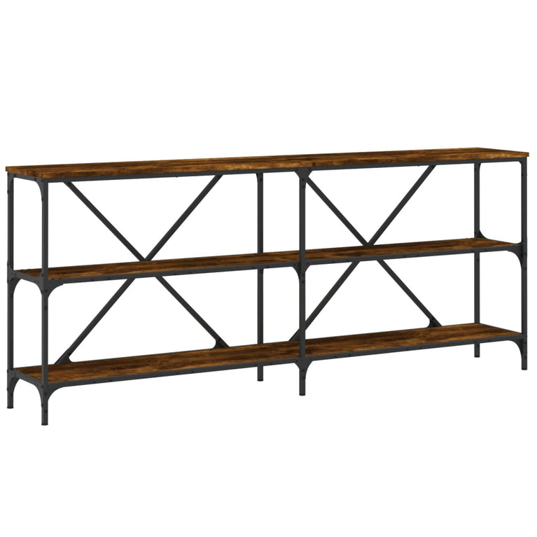 Wandtafel 180x30x75 cm bewerkt hout en ijzer gerookt eikenkleur MeubelReus