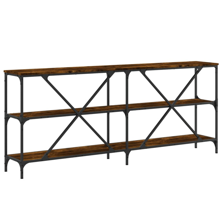 Wandtafel 180x30x75 cm bewerkt hout en ijzer gerookt eikenkleur MeubelReus