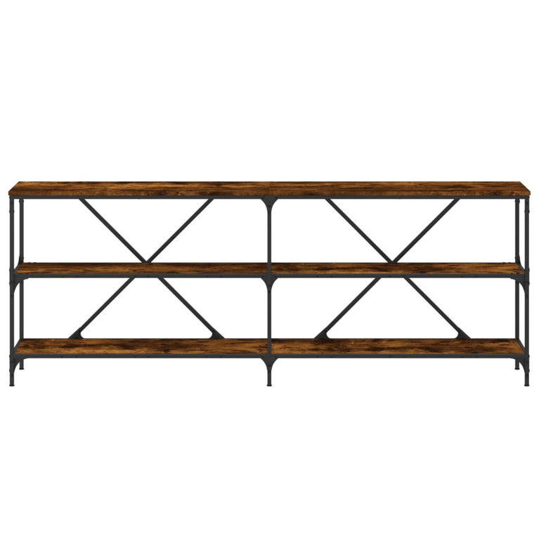 Wandtafel 200x30x75 cm bewerkt hout en ijzer gerookt eikenkleur MeubelReus