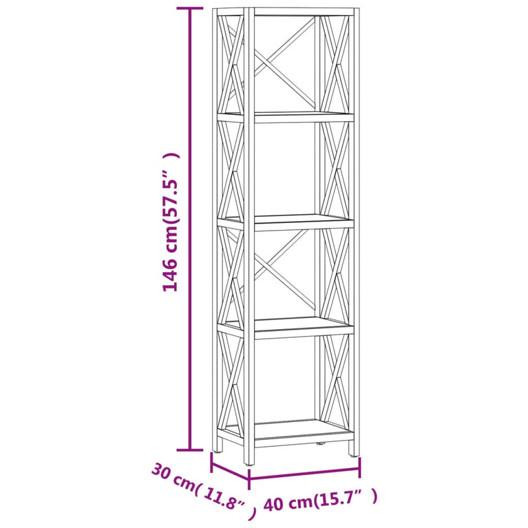 Opbergrek 5-laags 40x30x146 cm massief eikenhout MeubelReus