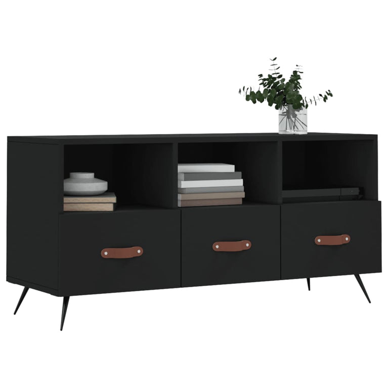 Tv-meubel 102x36x50 cm bewerkt hout zwart MeubelReus