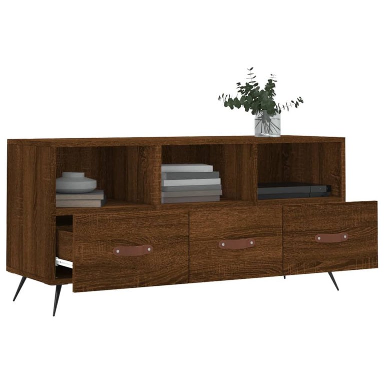Tv-meubel 102x36x50 cm bewerkt hout bruin eikenkleur MeubelReus