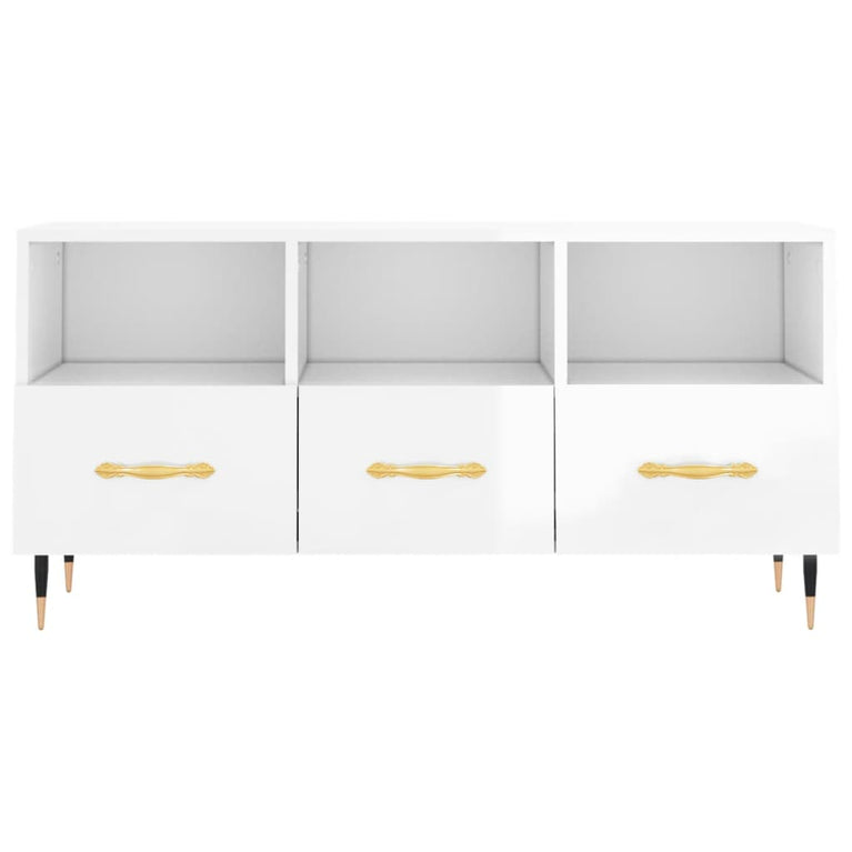 Tv-meubel 102x36x50 cm bewerkt hout hoogglans wit MeubelReus