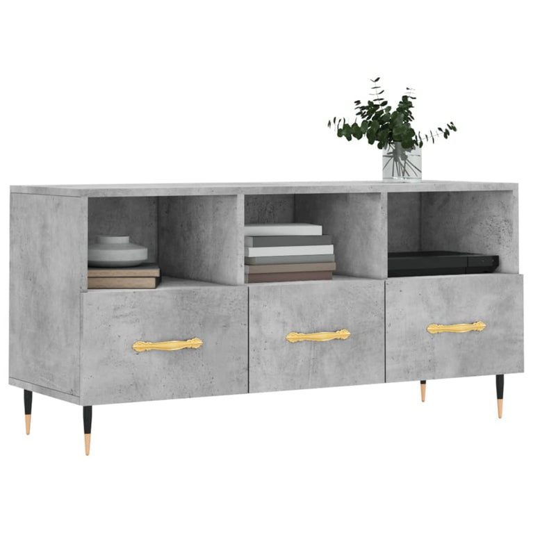 Tv-meubel 102x36x50 cm bewerkt hout betongrijs MeubelReus
