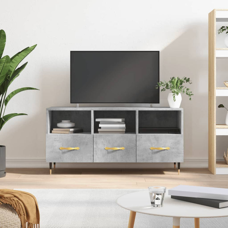 Tv-meubel 102x36x50 cm bewerkt hout betongrijs MeubelReus