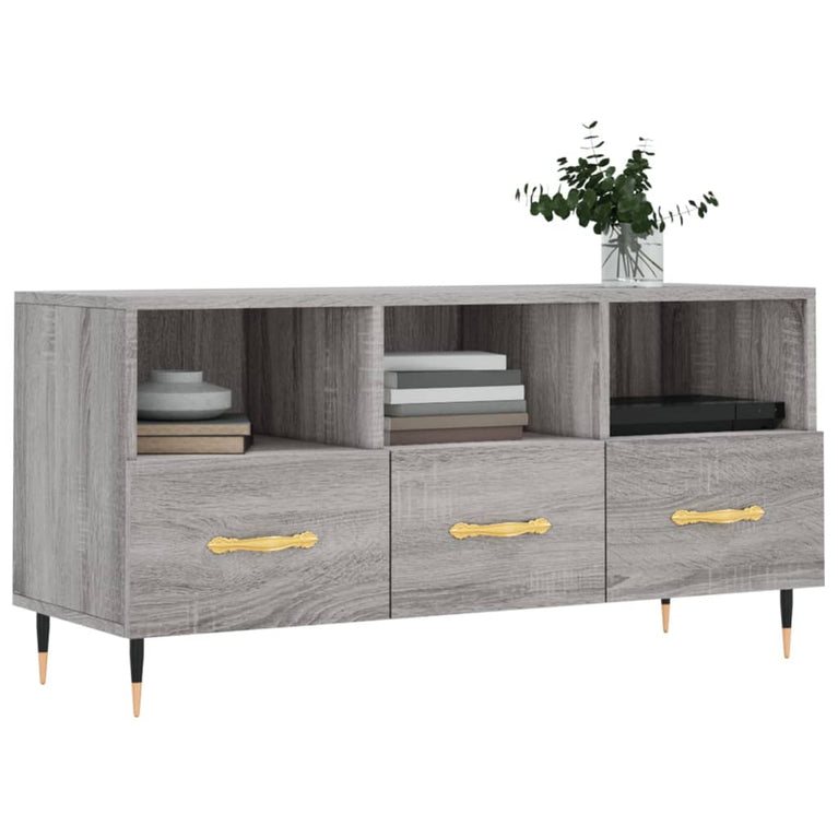 Tv-meubel 102x36x50 cm bewerkt hout grijs sonoma eikenkleurig MeubelReus