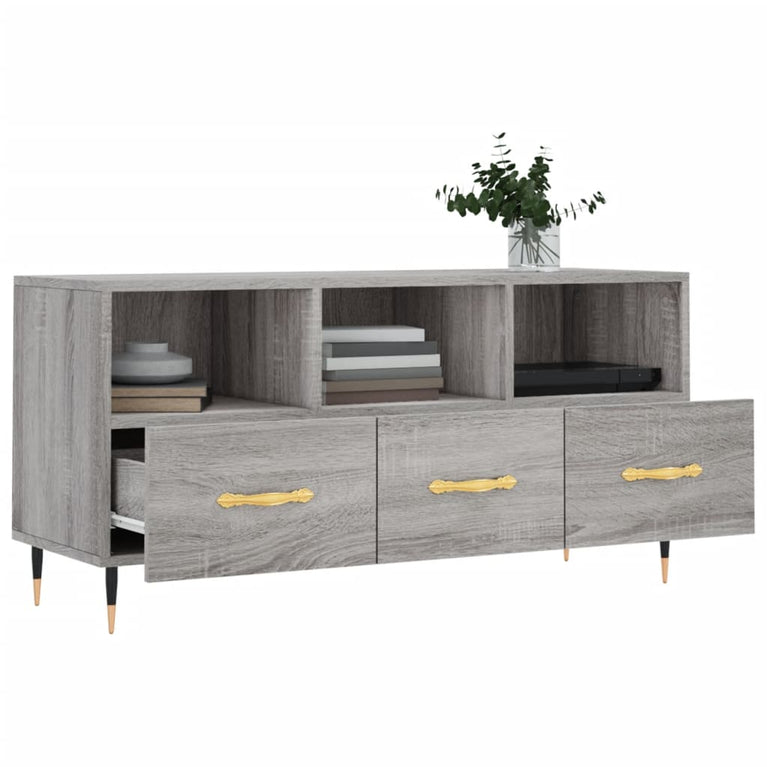 Tv-meubel 102x36x50 cm bewerkt hout grijs sonoma eikenkleurig MeubelReus