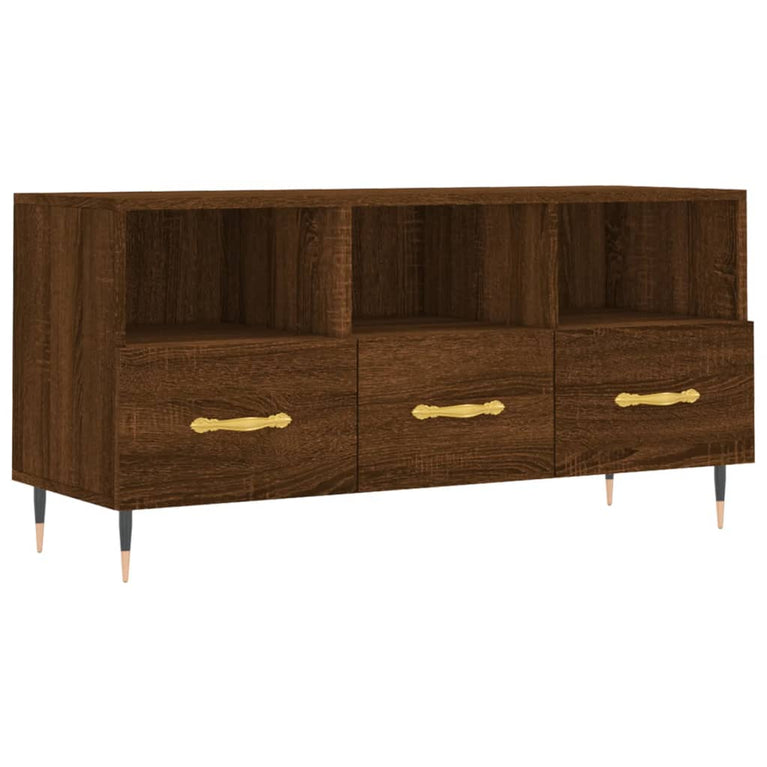 Tv-meubel 102x36x50 cm bewerkt hout bruin eikenkleur MeubelReus
