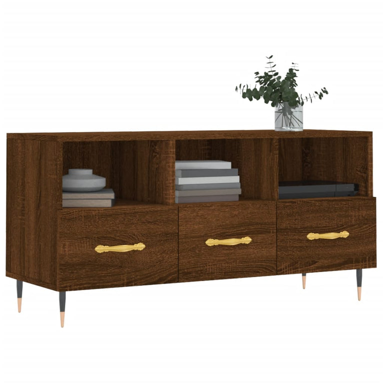Tv-meubel 102x36x50 cm bewerkt hout bruin eikenkleur MeubelReus