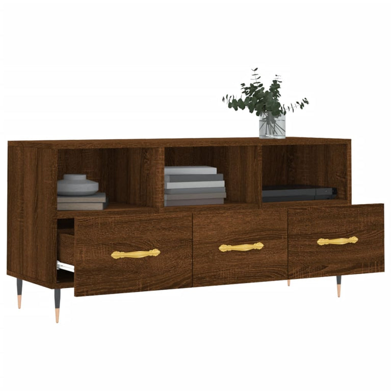 Tv-meubel 102x36x50 cm bewerkt hout bruin eikenkleur MeubelReus
