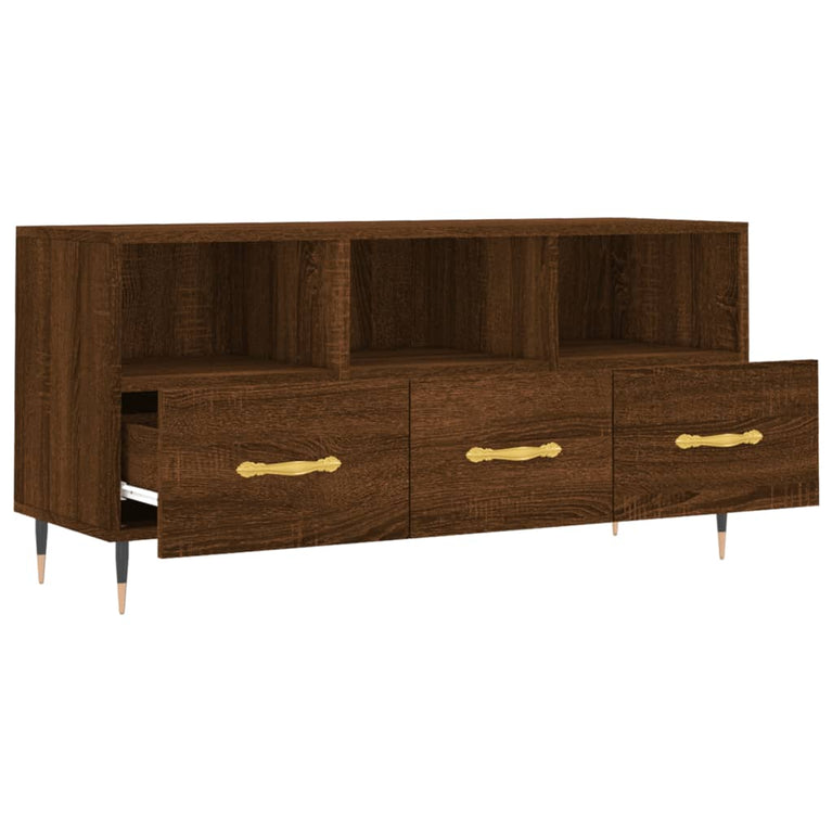 Tv-meubel 102x36x50 cm bewerkt hout bruin eikenkleur MeubelReus