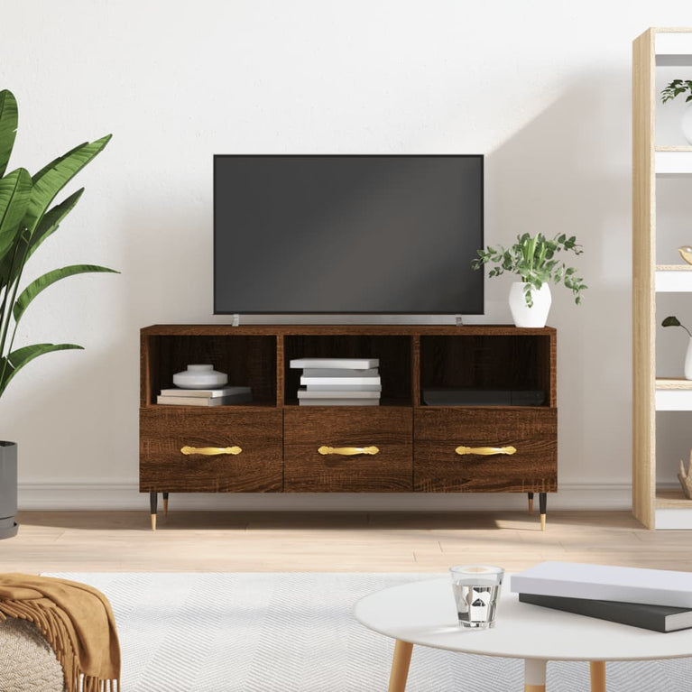 Tv-meubel 102x36x50 cm bewerkt hout bruin eikenkleur MeubelReus