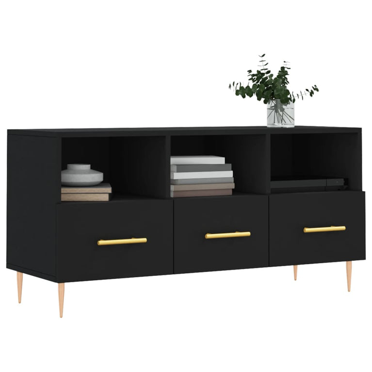 Tv-meubel 102x36x50 cm bewerkt hout zwart MeubelReus