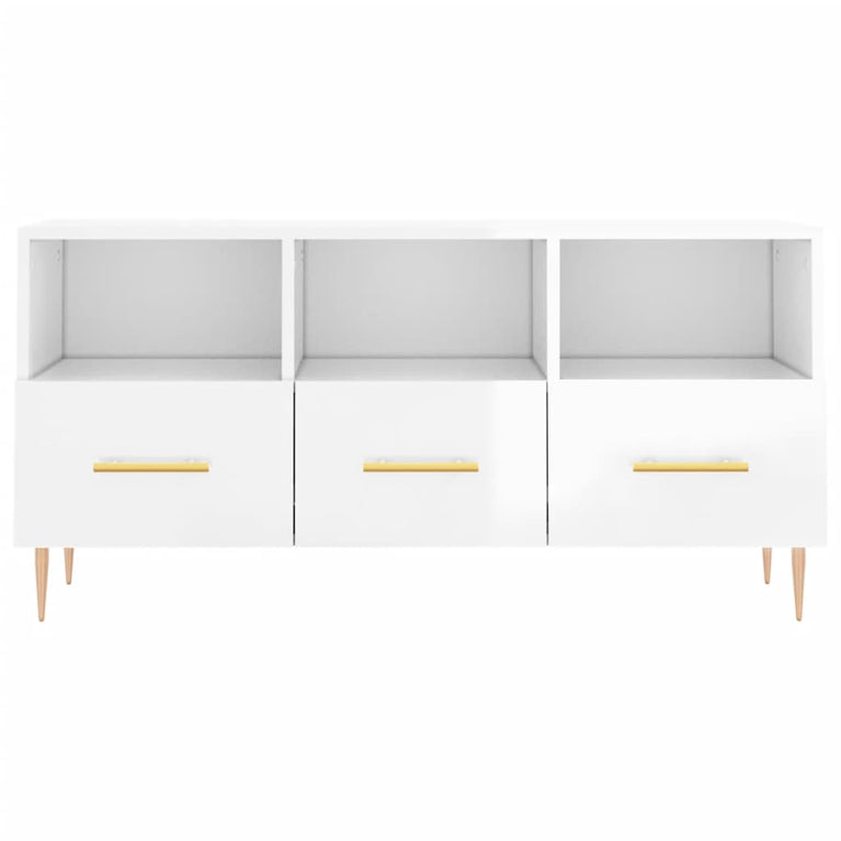 Tv-meubel 102x36x50 cm bewerkt hout hoogglans wit MeubelReus