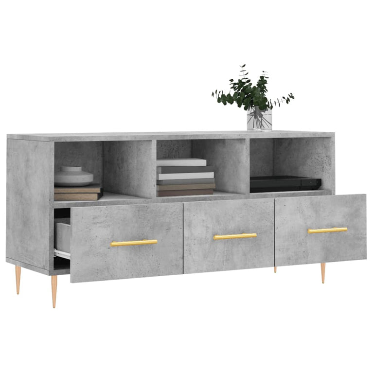 Tv-meubel 102x36x50 cm bewerkt hout betongrijs MeubelReus