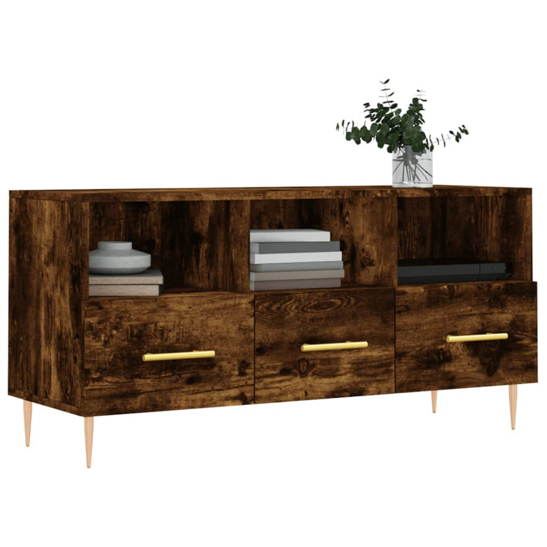Tv-meubel 102x36x50 cm bewerkt hout gerookt eikenkleurig MeubelReus