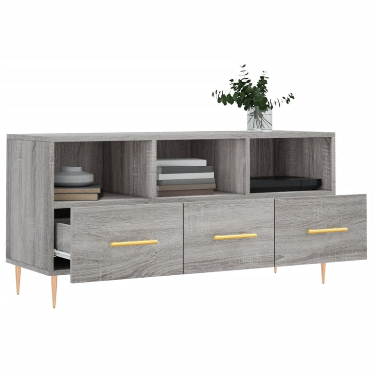 Tv-meubel 102x36x50 cm bewerkt hout grijs sonoma eikenkleurig MeubelReus