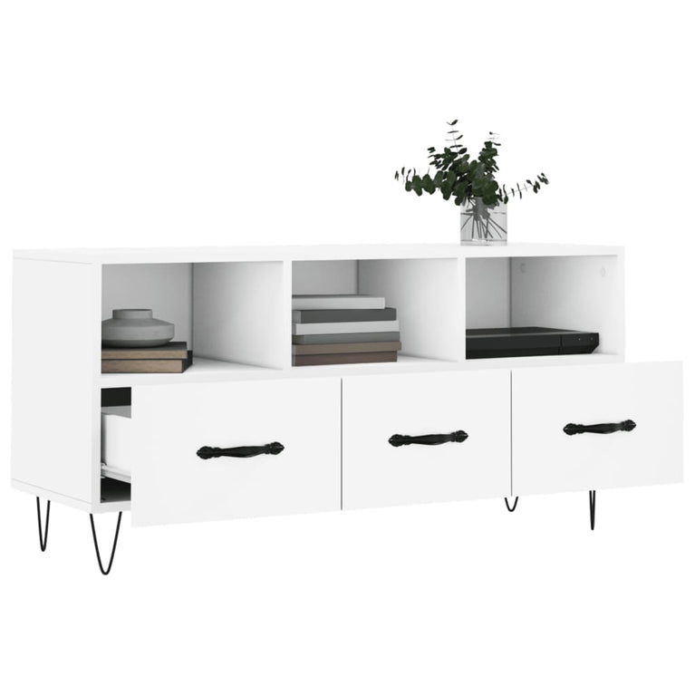 Tv-meubel 102x36x50 cm bewerkt hout wit MeubelReus