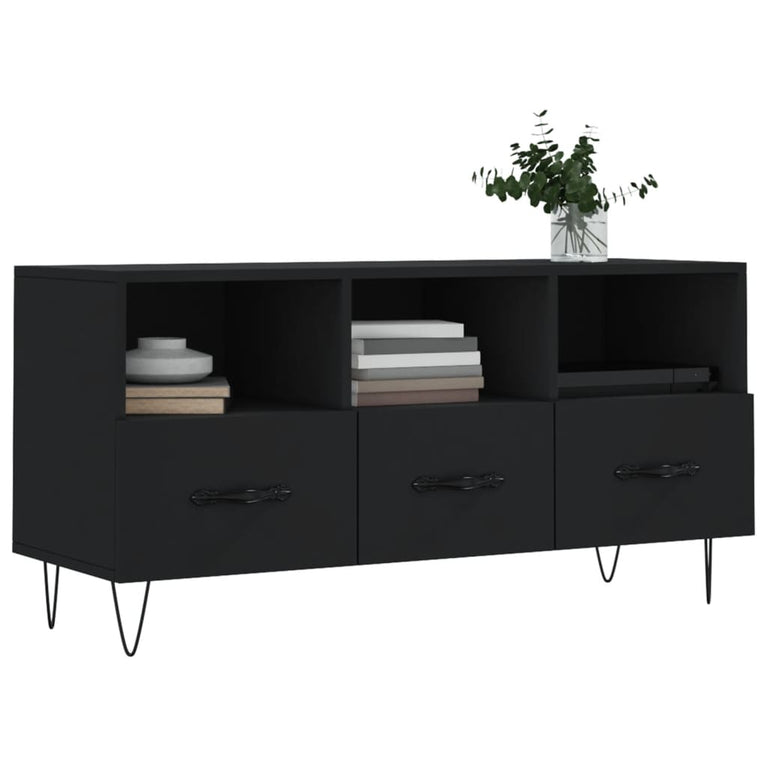 Tv-meubel 102x36x50 cm bewerkt hout zwart MeubelReus