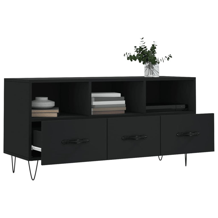 Tv-meubel 102x36x50 cm bewerkt hout zwart MeubelReus