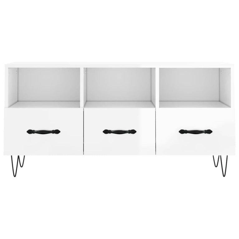 Tv-meubel 102x36x50 cm bewerkt hout hoogglans wit MeubelReus