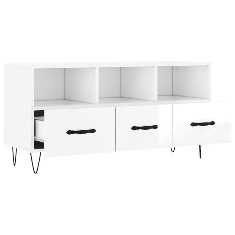 Tv-meubel 102x36x50 cm bewerkt hout hoogglans wit MeubelReus
