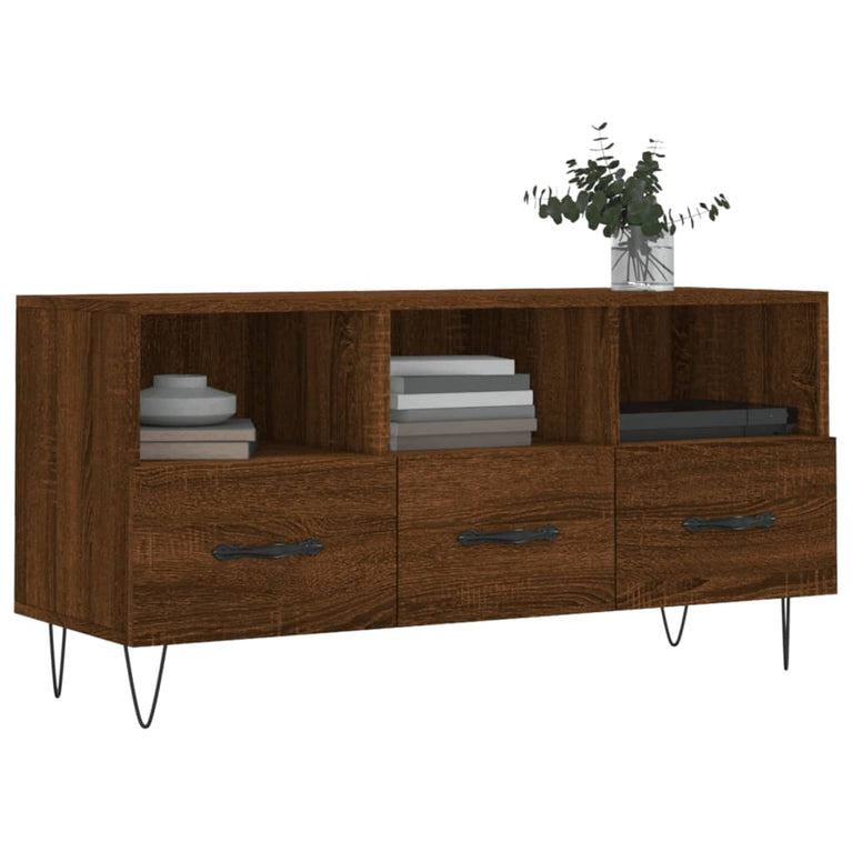 Tv-meubel 102x36x50 cm bewerkt hout bruin eikenkleur MeubelReus