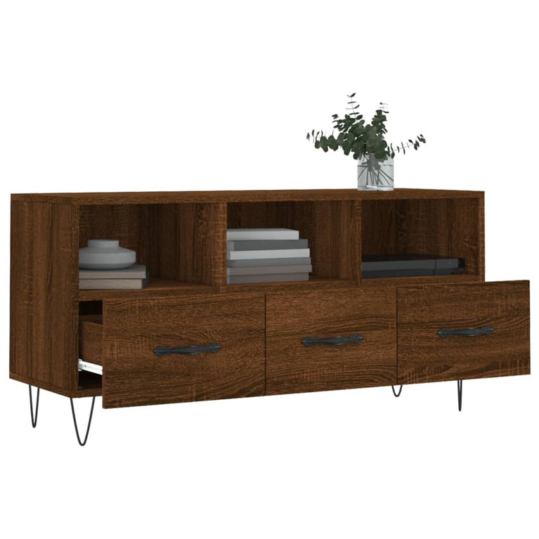 Tv-meubel 102x36x50 cm bewerkt hout bruin eikenkleur MeubelReus