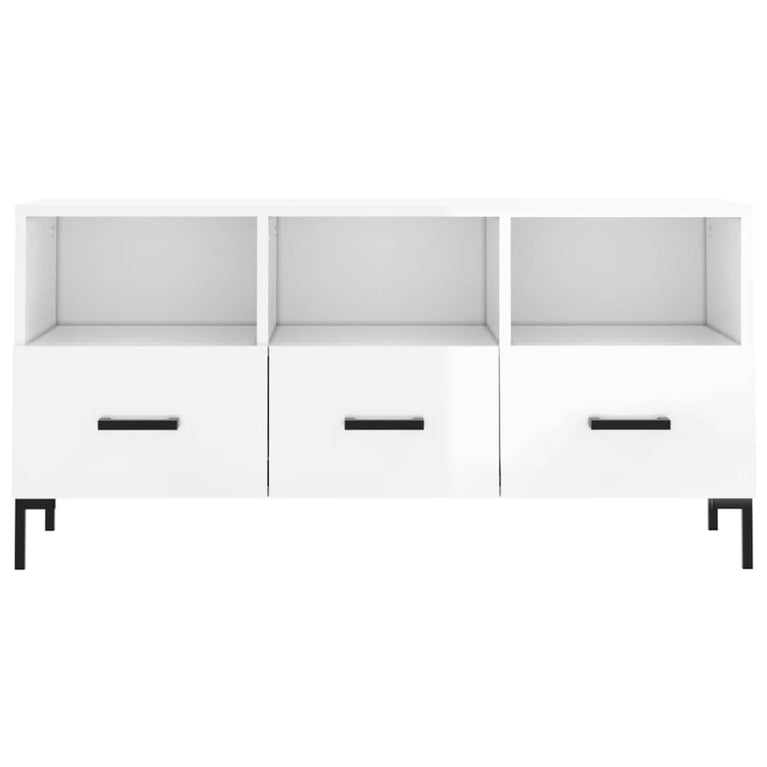 Tv-meubel 102x36x50 cm bewerkt hout hoogglans wit MeubelReus