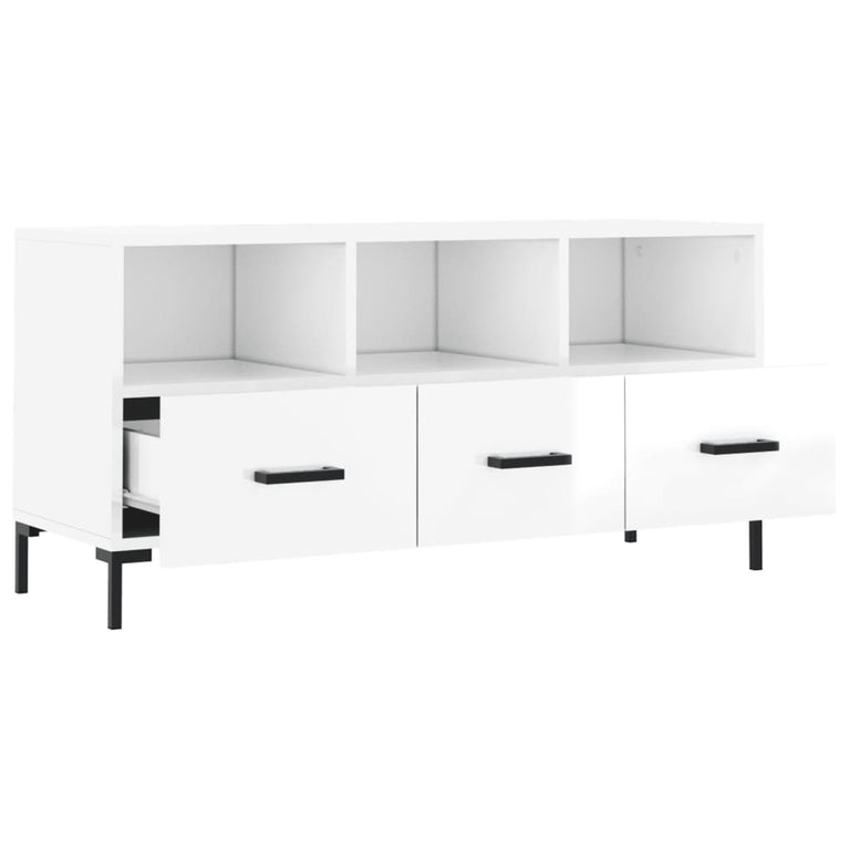Tv-meubel 102x36x50 cm bewerkt hout hoogglans wit MeubelReus