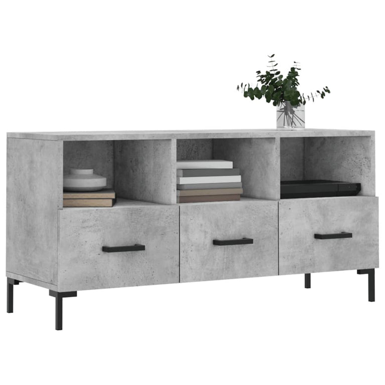 Tv-meubel 102x36x50 cm bewerkt hout betongrijs MeubelReus