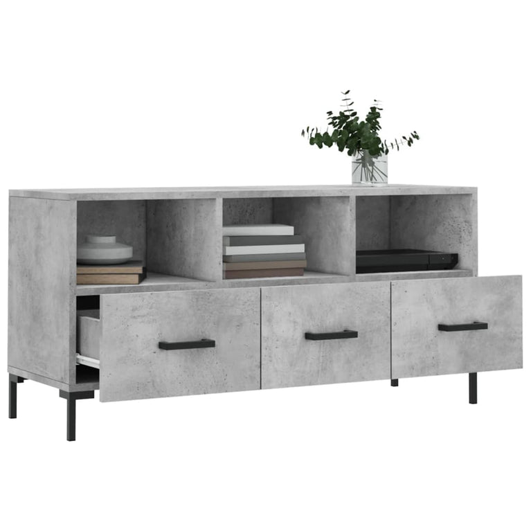 Tv-meubel 102x36x50 cm bewerkt hout betongrijs MeubelReus