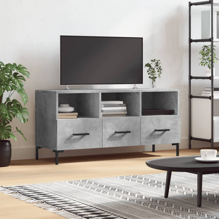 Tv-meubel 102x36x50 cm bewerkt hout betongrijs MeubelReus
