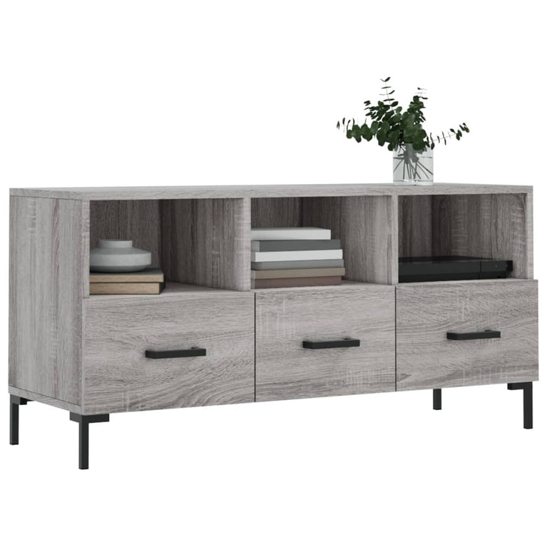 Tv-meubel 102x36x50 cm bewerkt hout grijs sonoma eikenkleurig MeubelReus