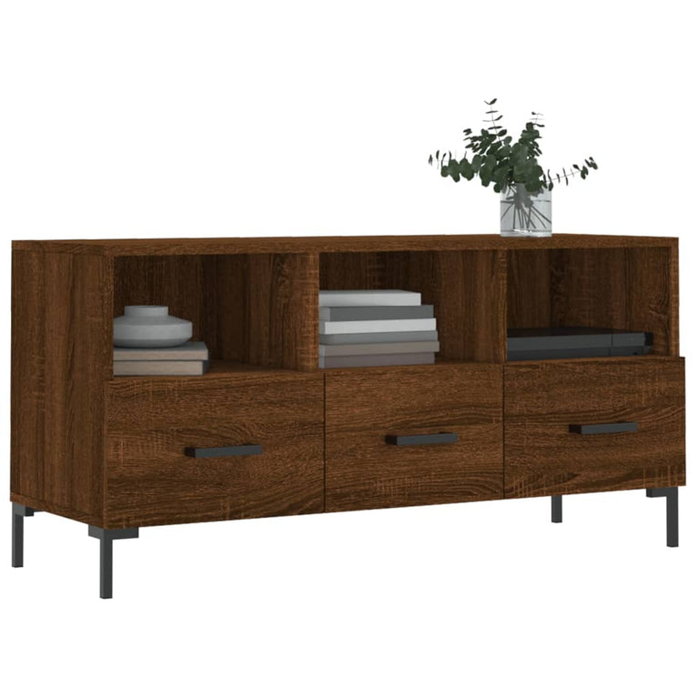 Tv-meubel 102x36x50 cm bewerkt hout bruin eikenkleur MeubelReus