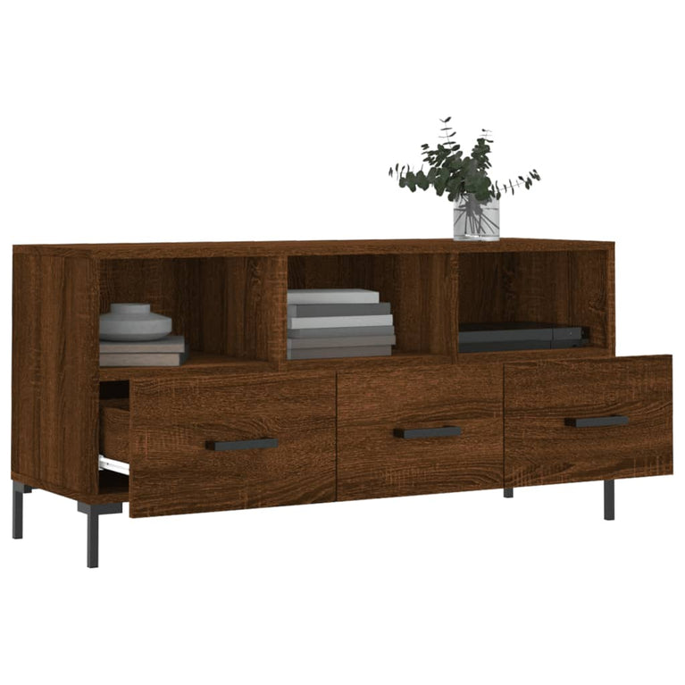 Tv-meubel 102x36x50 cm bewerkt hout bruin eikenkleur MeubelReus