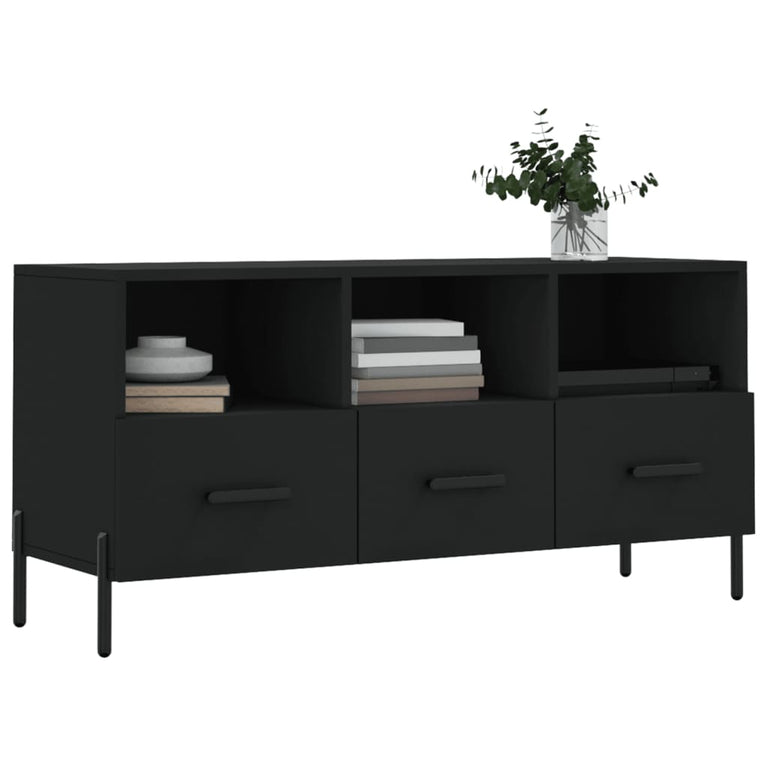 Tv-meubel 102x36x50 cm bewerkt hout zwart MeubelReus