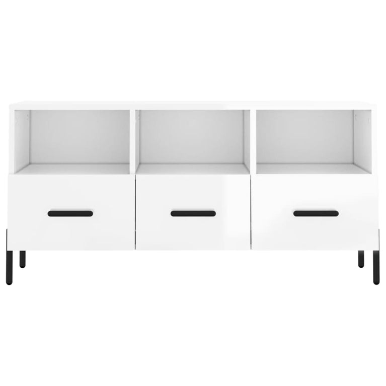 Tv-meubel 102x36x50 cm bewerkt hout hoogglans wit MeubelReus
