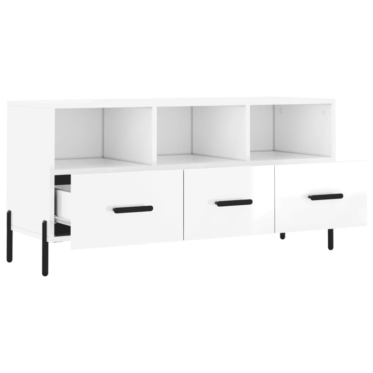 Tv-meubel 102x36x50 cm bewerkt hout hoogglans wit MeubelReus