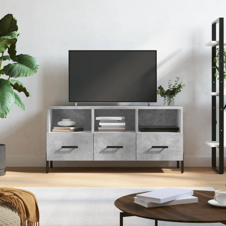 Tv-meubel 102x36x50 cm bewerkt hout betongrijs MeubelReus