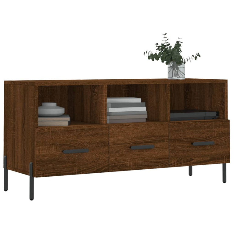 Tv-meubel 102x36x50 cm bewerkt hout bruin eikenkleur MeubelReus